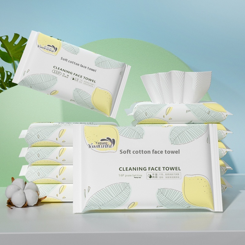 Factory Custom 16pcs Soft Portable Pure Cotton Wet/Dry Cleaning Facial Wipes Clean Face & Hands Towel Feminine Type 图6