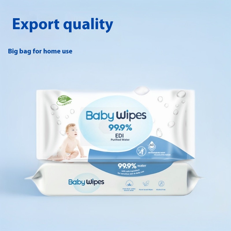 Factory Custom 60 Pcs Eco-Friendly Baby Wet Wipes Soft and Non-Irritating for Infants and Pregnant Baby Skin Cleaning 图2