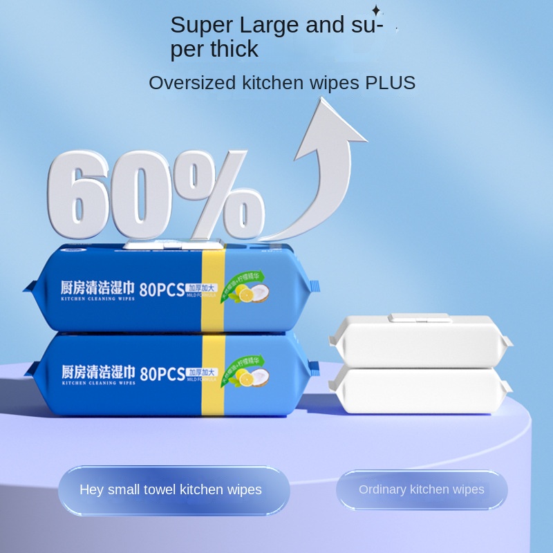 Factory Custom Extra Large 80 Count Disposable Kitchen Cleansing Wipes Eco-Friendly for Oil Stains Removal 图3
