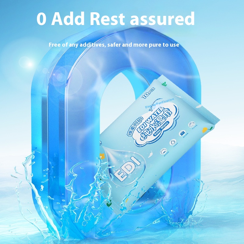 Factory Custom Logo 10 Pcs Eco-Friendly Pure for Water Soft Non-Irritating Baby Wet Wipes for Infants Hand Mouth Nose Care 图3