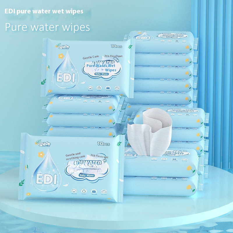 Factory Custom Logo 10 Pcs Eco-Friendly Pure for Water Soft Non-Irritating Baby Wet Wipes for Infants Hand Mouth Nose Care 图6