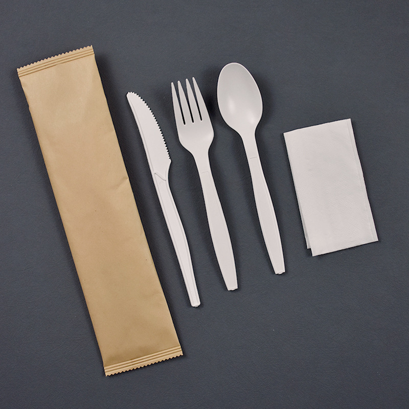 Factory Custom Logo Biodegradable Corn Starch Disposable Cutlery Western Steak Restaurants Modern Parties Fork Knife Plastic