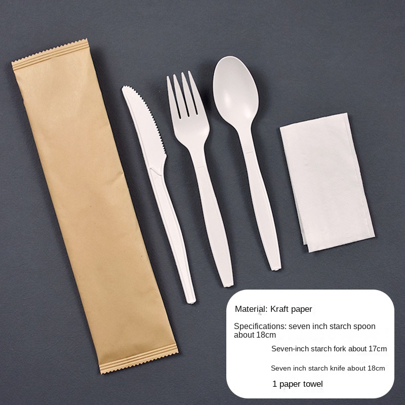 Factory Custom Logo Biodegradable Corn Starch Disposable Cutlery Western Steak Restaurants Modern Parties Fork Knife Plastic 图2