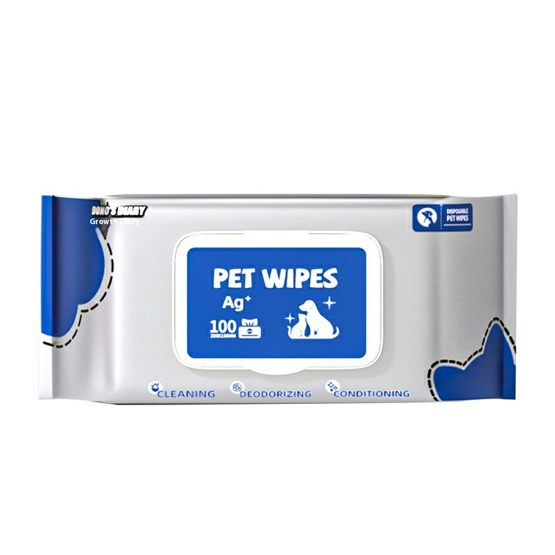 Factory Custom Logo Eco-Friendly 100Pcs Pet Wipes Bacteriostatic Non-Scrubbing Cleansing Foot Tears for Pets