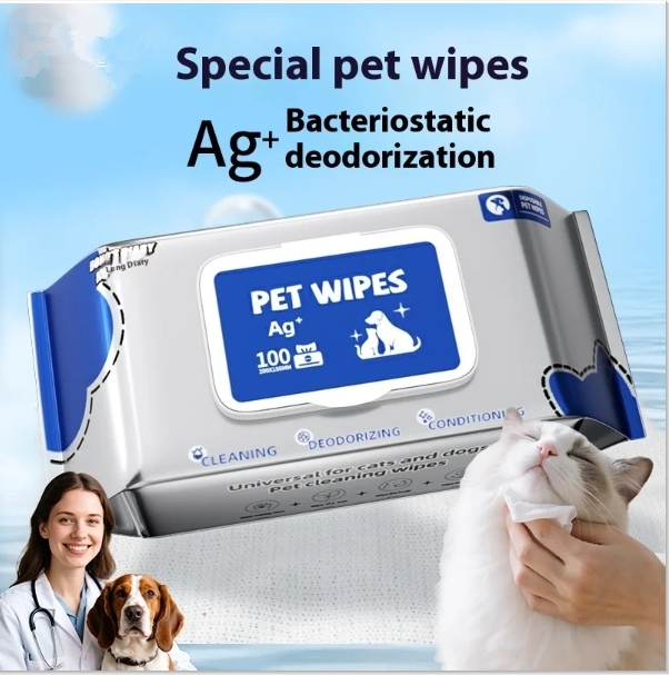 Factory Custom Logo Eco-Friendly 100Pcs Pet Wipes Bacteriostatic Non-Scrubbing Cleansing Foot Tears for Pets 图3