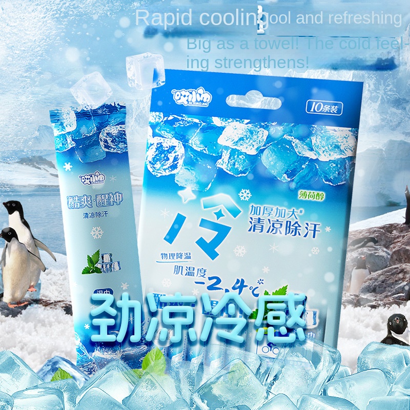 Factory Custom Logo Eco-Friendly 40x26cm Cold Cooling Lager 10pcs Cold Wet Wipes for Military Training Sports Travel 图3