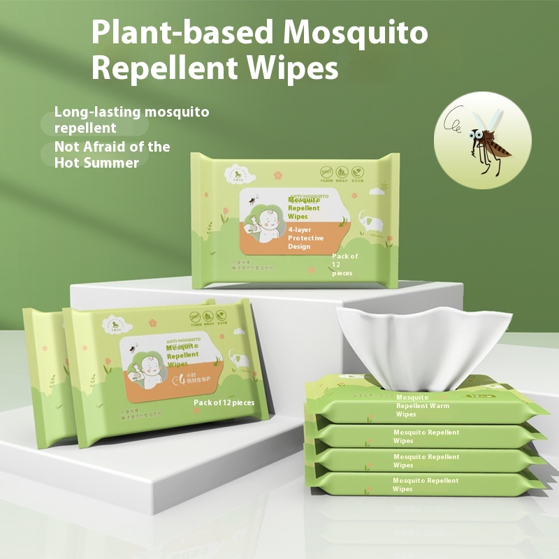 Factory Custom Logo Portable 12pcs Anti-Mosquito Wipes Plant Essential Oil Anti-Itching for Adults and Children Eco-Friendly 图6