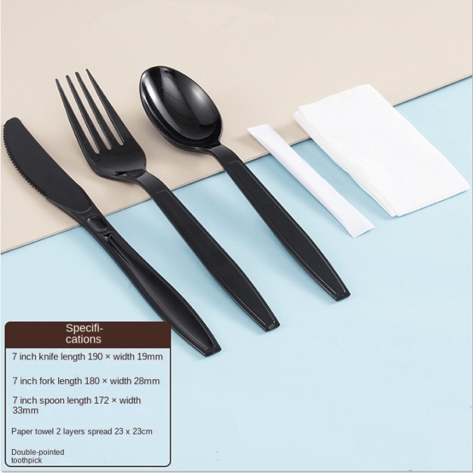 Factory Custom Logo Premium Plastic Disposable Spoon Fork Knife Paper Toothpick Cutlery Set for Food Restaurant Party