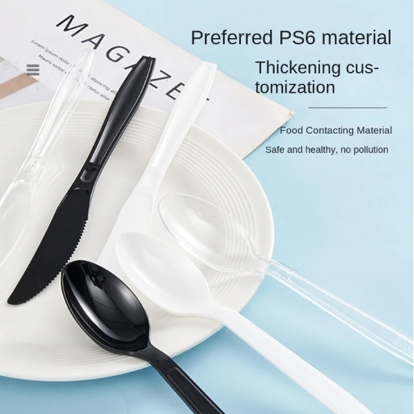 Factory Custom Logo Premium Plastic Disposable Spoon Fork Knife Paper Toothpick Cutlery Set for Food Restaurant Party 图4
