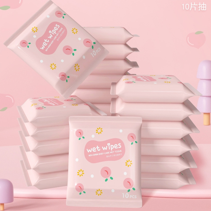 Factory Custom Private Label 10 Pcs Pocket Size Baby Wet Wipes Eco-Friendly for Cleaning Baby's Mouth Nose Hands Full Body