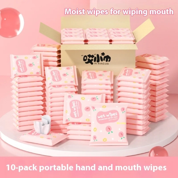 Factory Custom Private Label 10 Pcs Pocket Size Baby Wet Wipes Eco-Friendly for Cleaning Baby's Mouth Nose Hands Full Body 图5