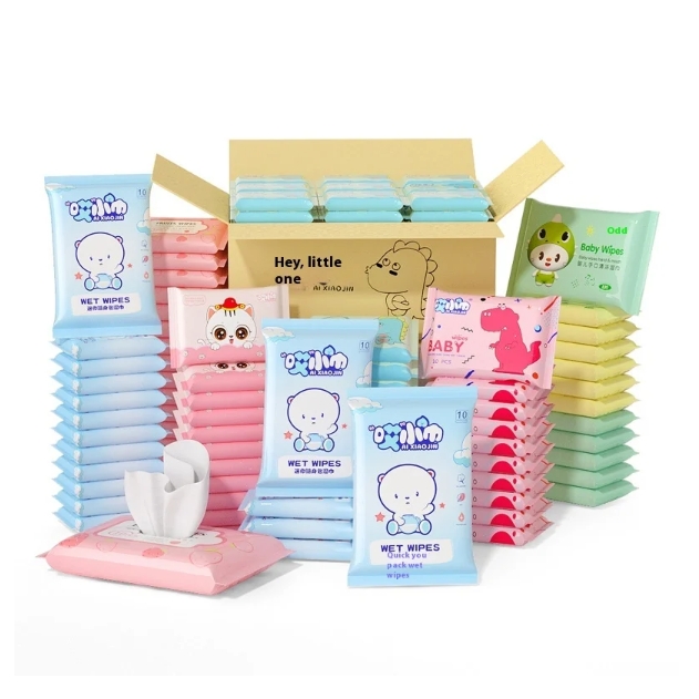 Factory Custom Private Label 10 Pcs Pocket Size Baby Wet Wipes Eco-Friendly for Cleaning Baby's Mouth Nose Hands Full Body 图6