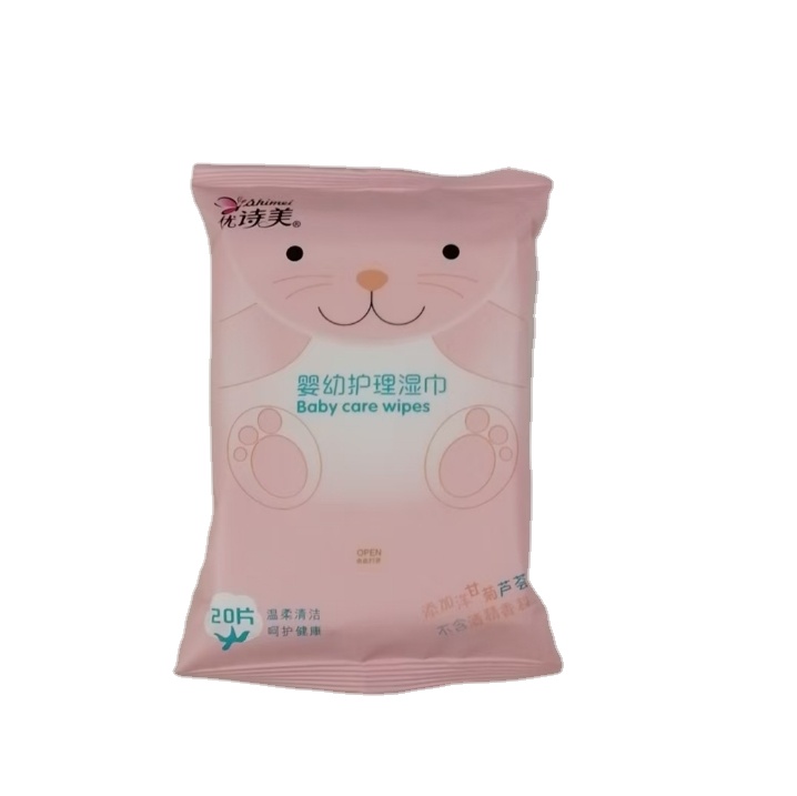 Factory Customize Logo Eco-Friendly 20pcs Baby Wet Wipes for Baby Mouth, Hands, Nose