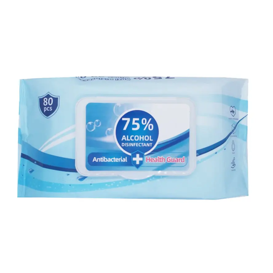 Factory Customize Personal Care Adults 80pcs Clean 75% Alcoholic Wet Wipes with Sterilization Rate Reaches 99.9%