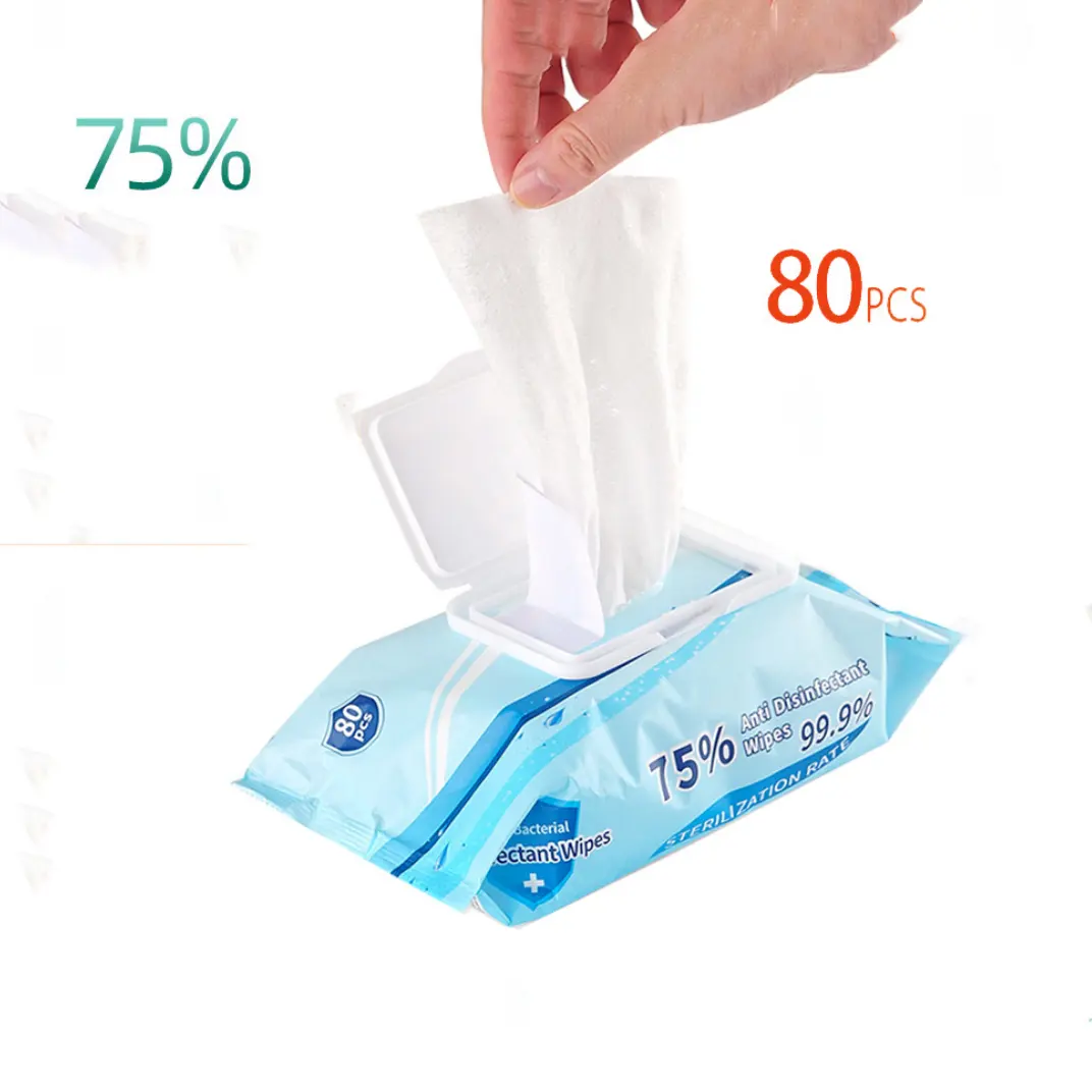 Factory Customize Personal Care Adults 80pcs Clean 75% Alcoholic Wet Wipes with Sterilization Rate Reaches 99.9% 图2