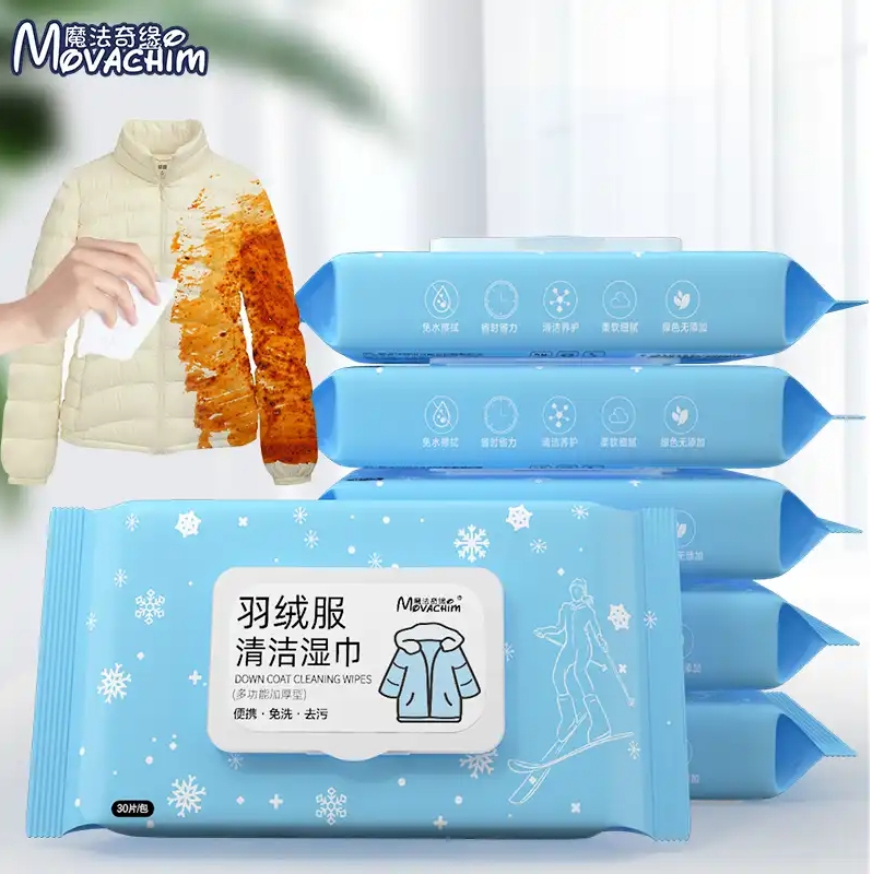 Factory Customized Logo Disposable Eco-friendly 12pcs Down Jacket Cleaning Wet Wipes for Down Jackets 图3