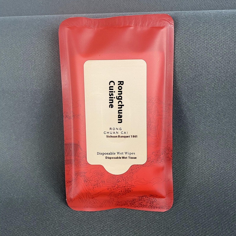 Factory Customized Logo Four-Sided Eco-friendly Disposable 3pcs Wet Wipes for Restaurant Hotel Club Travel 图4