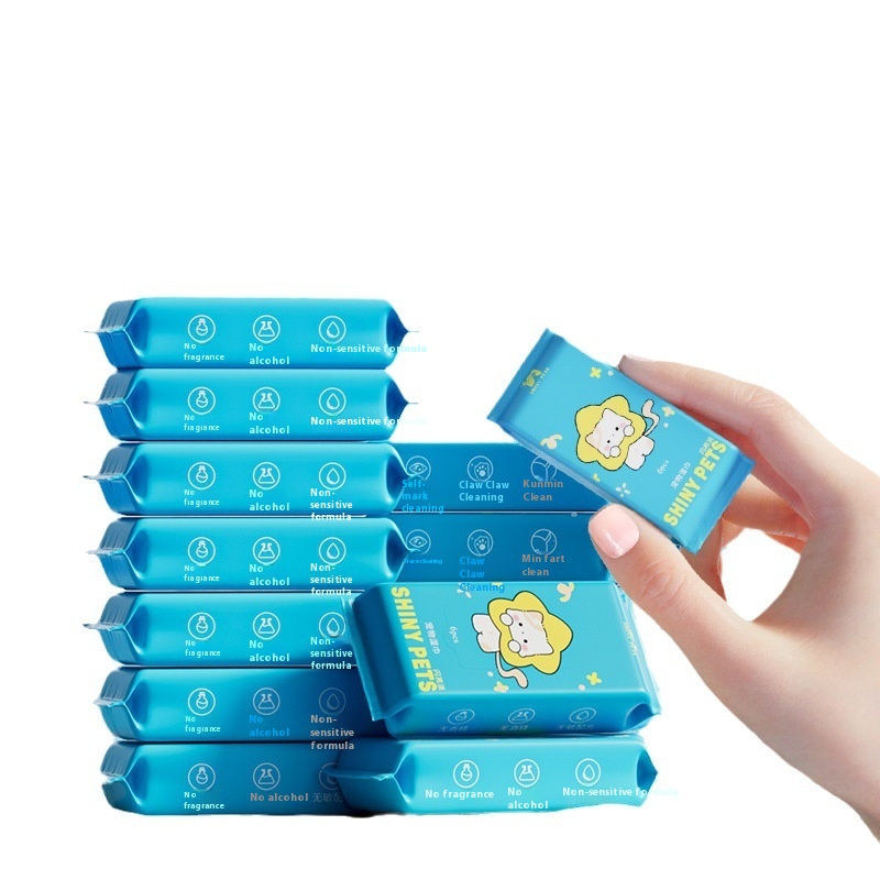 Factory Customized Logo Package Eco-Friendly Portable Cats Dogs 6 Count Pet Wipes for Pets Full Body Cleaning