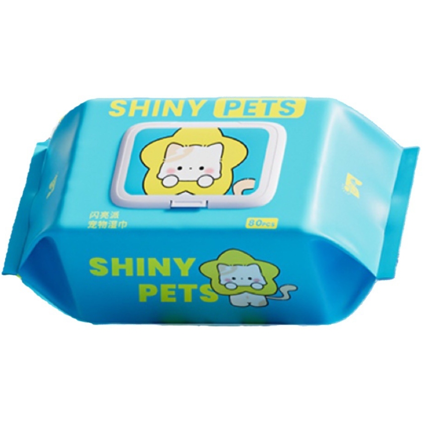 Factory Customized Logo Package Eco-Friendly Shiny Pie Cats Dogs 80 Count Pet Wipes for Pets Full Body Cleaning