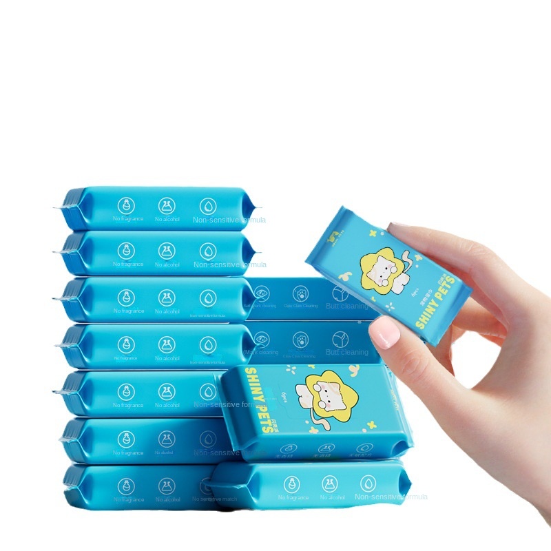 Factory Customized Logo Package Eco-Friendly Shiny Pie Cats Dogs 80 Count Pet Wipes for Pets Full Body Cleaning 图3