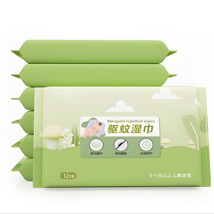 Factory Customized Logo Safe Mosquito Repellent 12 Pc Anti-mosquito and Insect Repellent Wet Wipes for Adults Babies