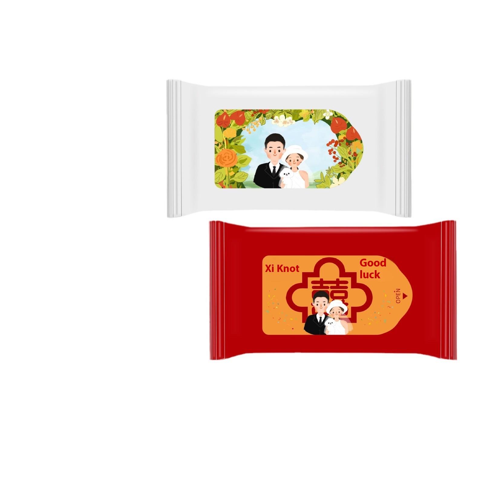 Factory Small Order Customized Print Logo 5-piece Disposable Increase and Thicken Wet Wipes for Wedding Banquet
