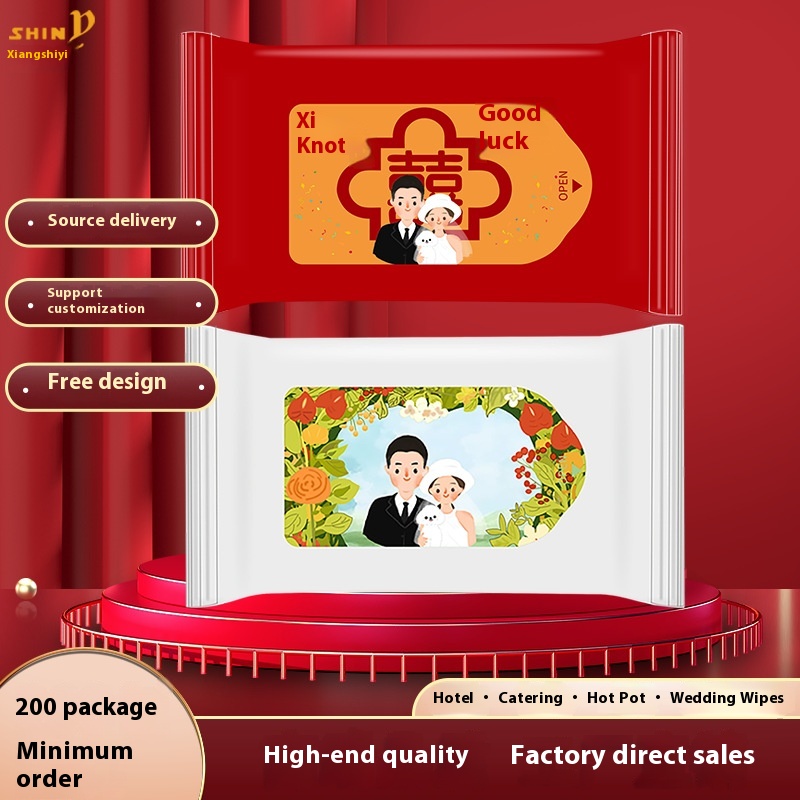 Factory Small Order Customized Print Logo 5-piece Disposable Increase and Thicken Wet Wipes for Wedding Banquet 图6