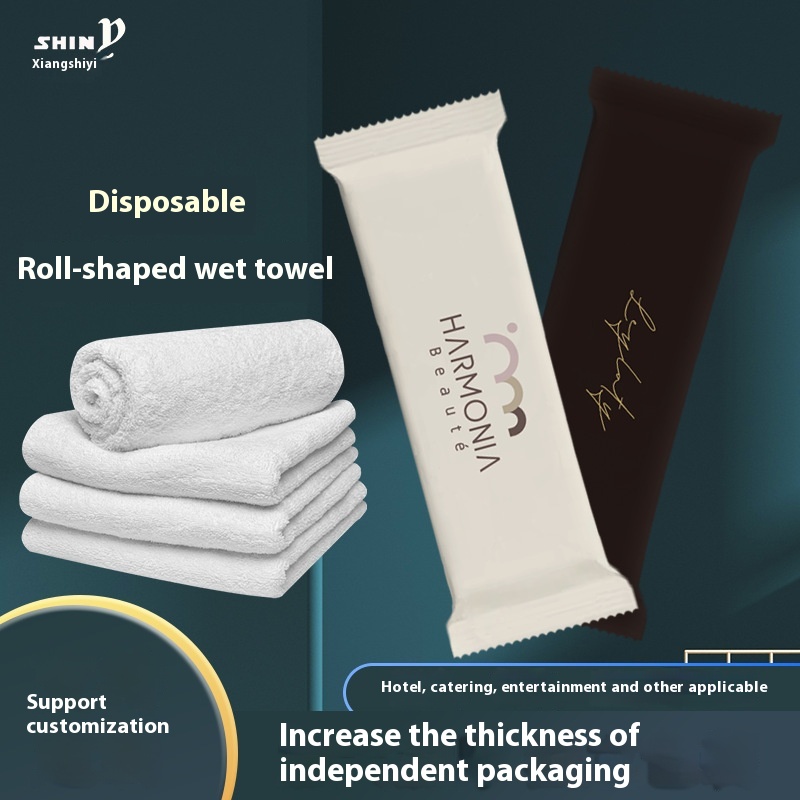 High Quality 1Pc Disposable Wet Polyester Towel Custom Logo Roll for Club Hotel Restaurant Cafe Exhibition Factory Supply 图4