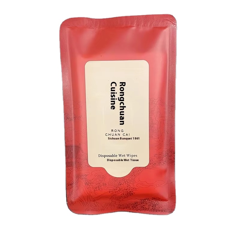 HIgh quality Factory Customized Logo Four-Sided Seal Eco-friendly Disposable 3pcs Wet Wipes for Restaurant Hotel Club Travel