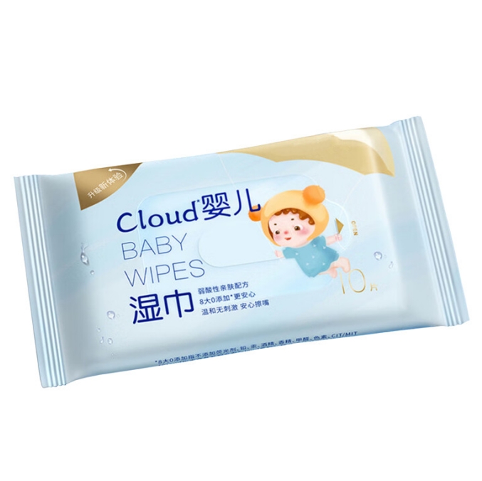 Hot Sale 10 Pcs Eco-Friendly Soft Non-Irritating Baby Wet Wipes Factory Customized Logo for Infants and Pregnant Women