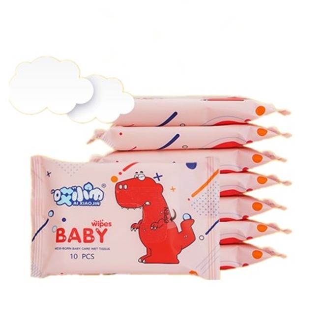 Hot Sale 10 Pcs Factory Customized Logo Soft Non-Irritating Wet Wipes for Infants Eco-Friendly Baby Hand Mouth Nose Wipes