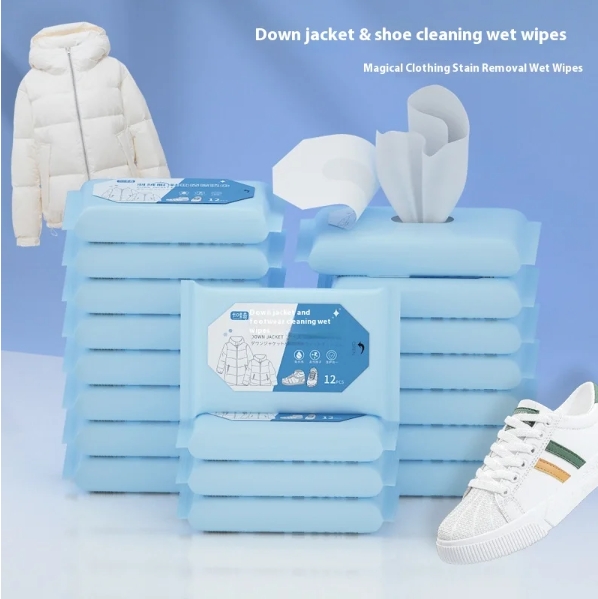 Hot Sale Factory Custom Logo Multi-effect Disposable 12pcs Down Jackets Wet Wipes for Cleaning of Down Jacket Stains 图3