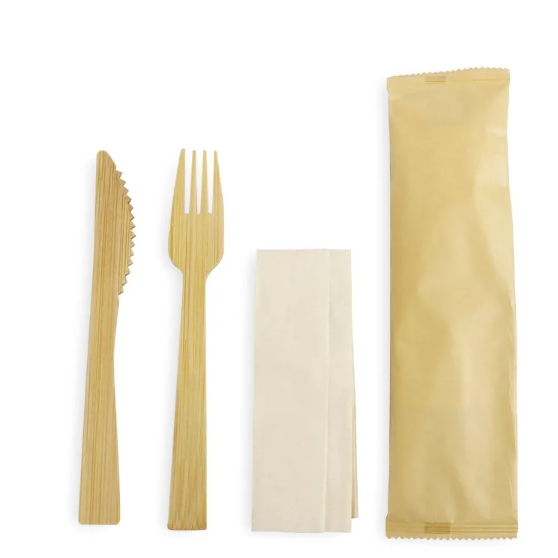 Low Price Factory Custom Logo Eco-Friendly Disposable Bamboo Spoon Fork Knife Cutlery Set for Catering Parties Take-Out 图6