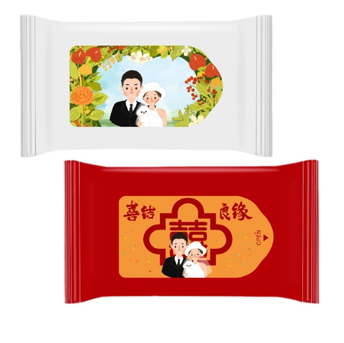 Low Price Factory Small Order Customized Logo 5-piece Disposable Increase and Thicken Wet Wipes for Wedding Banquet 图2