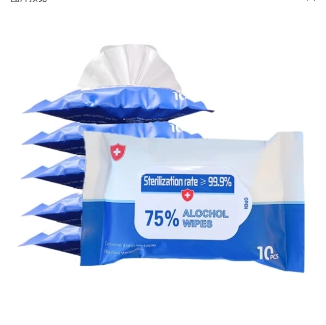 OEM Factory Custom Logo 10pcs 75% Alcoholic Wet Wipes 99.9% Sterilization Rate Eco-Friendly for Car Clean Hotel Restaurant
