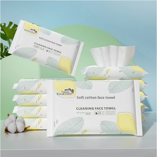 OEM Factory Custom Logo 16pcs Soft Cotton Wet & Dry Facial Wipes Skin Friendly for Face Hands Cleaning Portable for Feminine Use 图2
