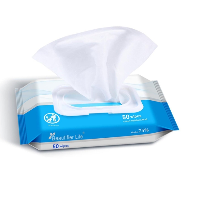 OEM Factory Custom Logo 75% Alcohol Wet Wipes 50 Pcs Eco-Friendly Multipurpose Disinfection Sterilization for Office Home Car 图2