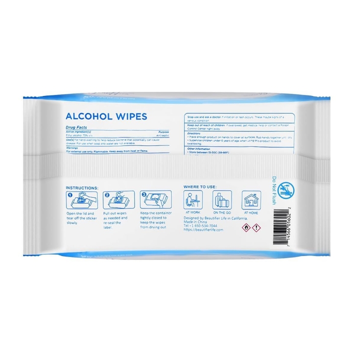 OEM Factory Custom Logo 75% Alcohol Wet Wipes 50 Pcs Eco-Friendly Multipurpose Disinfection Sterilization for Office Home Car 图3