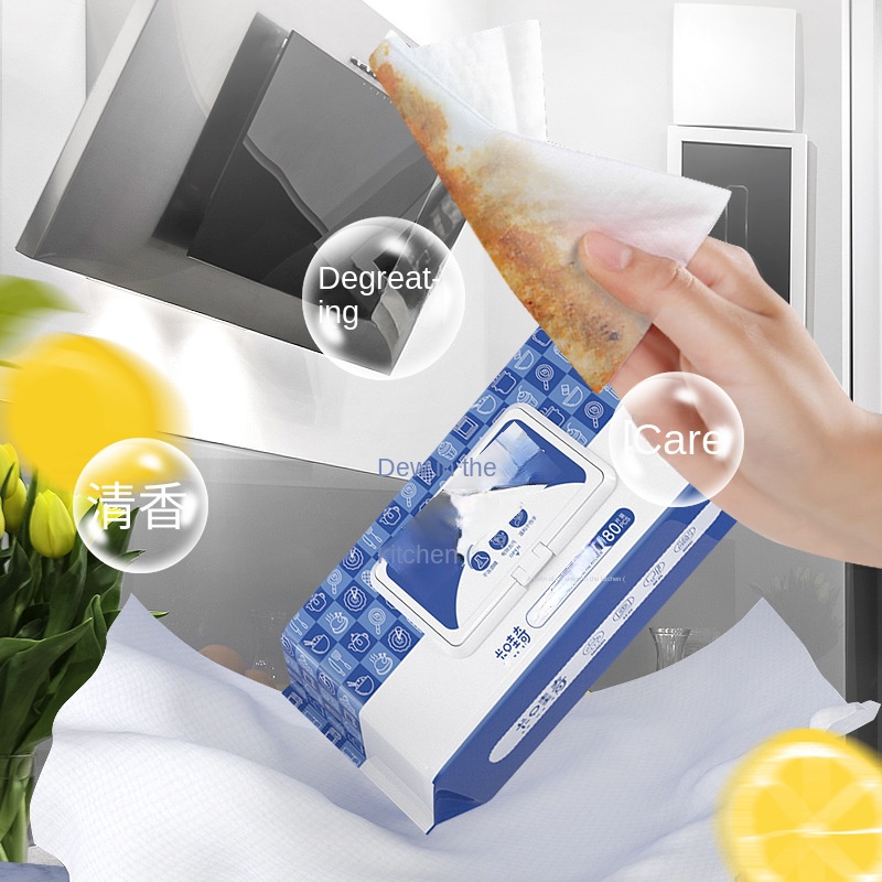 OEM Factory Custom Logo 80 Count Disposable Eco-Friendly Kitchen Cleansing Wipes for Oil Stains Removal 图5