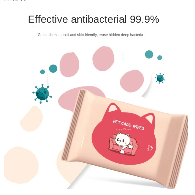 OEM Factory Custom Logo Eco-Friendly 10Pcs Pet Wipes Bacteriostatic Non-Scrubbing Cleansing Foot Tears for Pets Special Wipes 图3