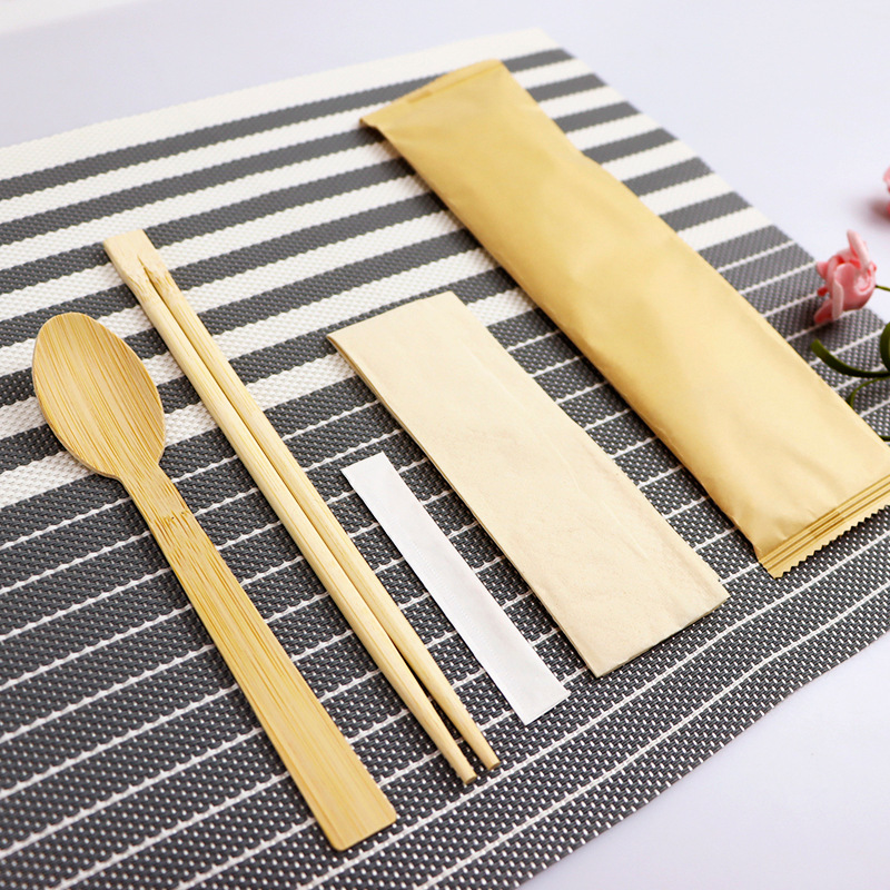 OEM Factory Custom Logo Eco-Friendly Disposable Bamboo Cutlery Set Modern Style Spoon Fork Knife for Catering Parties Take-Out 图5