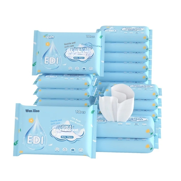 OEM Factory Custom Logo Eco-friendly Pure Water Soft Non-Irritating 10pcs Baby Wipes for Cleaning Baby Hand Mouth Nose 图2