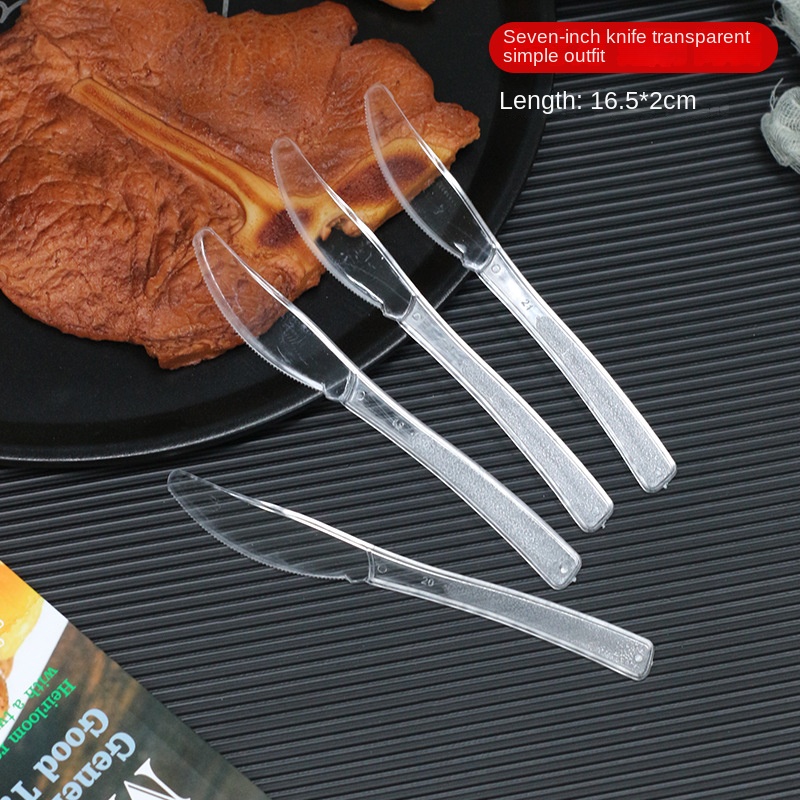 OEM Factory Custom Logo Eco-Friendly Thickened Transparent Knife Fork Spoon Disposable Cutlery for Party Dessert Take-Out 图6