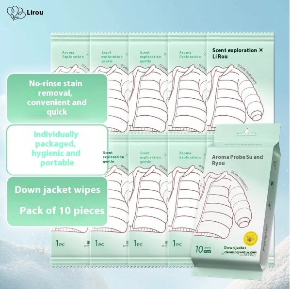 OEM Factory Custom Logo Strong Decontamination 10pcs Down Jacket Wipes Stain Remover Cloth Care for Cleaning 图4