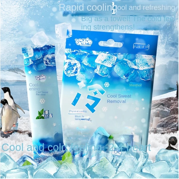 OEM Factory Custom Logo Sweatproof 40x26cm Cold Cooling Lager 10pcs Cold Wet Wipes for Military Training Sports Travel