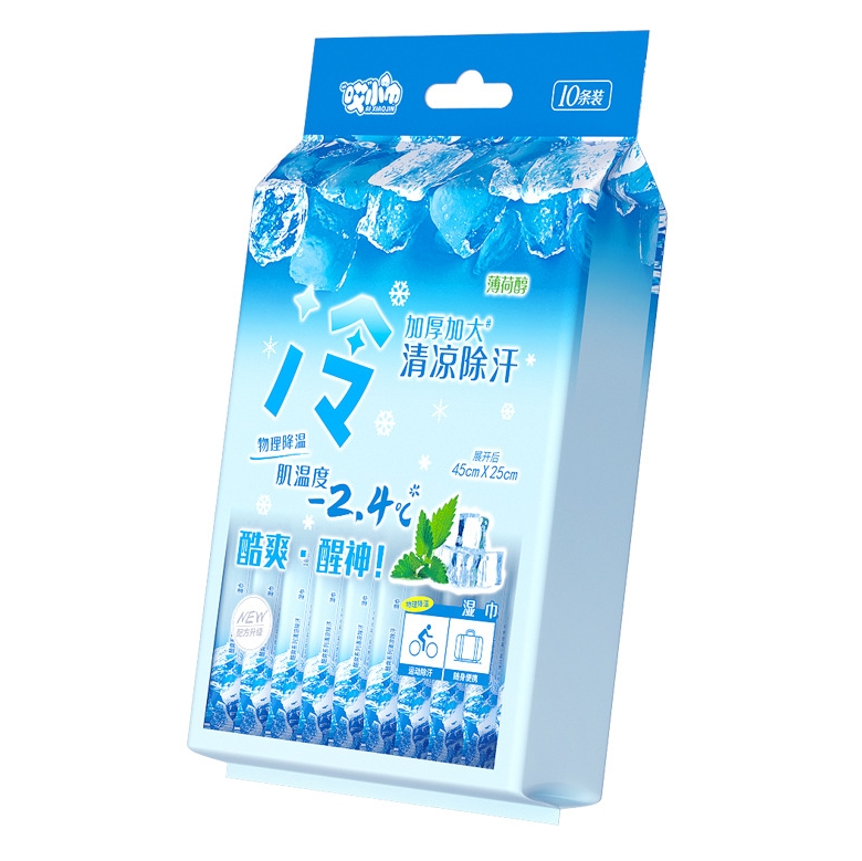 OEM Factory Custom Logo Sweatproof 40x26cm Cold Cooling Lager 10pcs Cold Wet Wipes for Military Training Sports Travel 图2