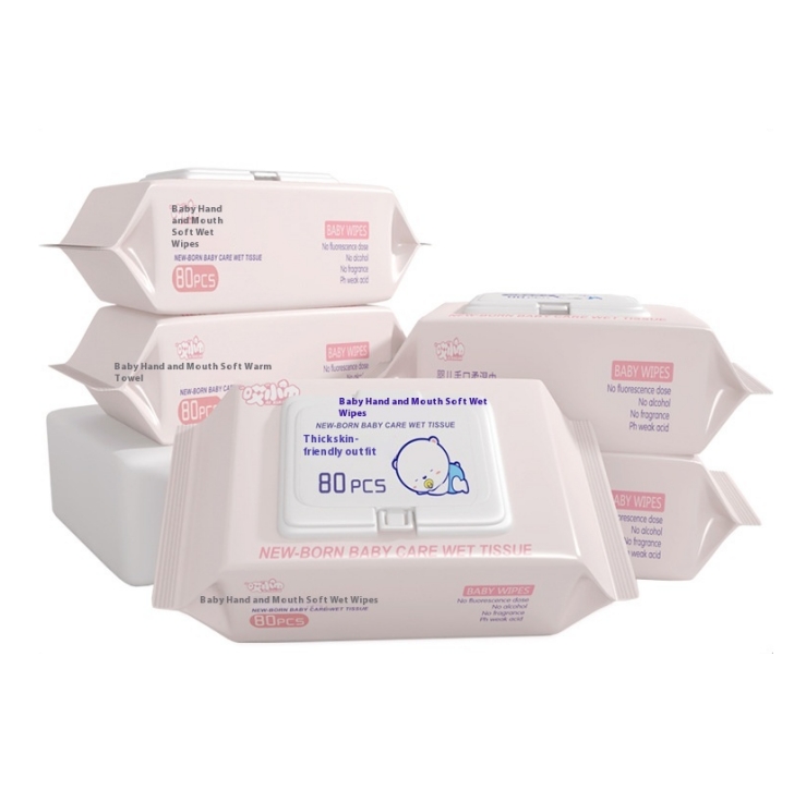 OEM Factory Customized Logo Eco-Friendly Soft Non-Irritating 80pcs Baby Wet Wipes for Infants Full Body Skin Cleansing Wipes