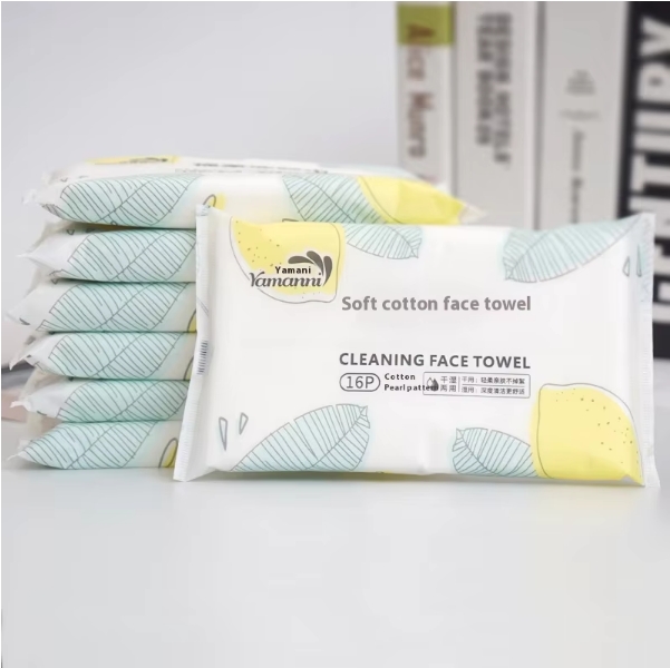 OEM Factory's 16pcs Soft Cotton Facial Wipes Wet Dry Skin Friendly for Cleaning Face Feminine Care Eco-Friendly Custom Logo