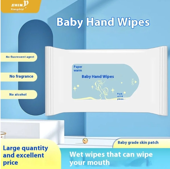 OEM Factory's Custom Logo 10 Pcs Eco-Friendly Soft Non-Irritating Baby Wet Wipes for Cleaning Baby Mouth Hands Nose 图6